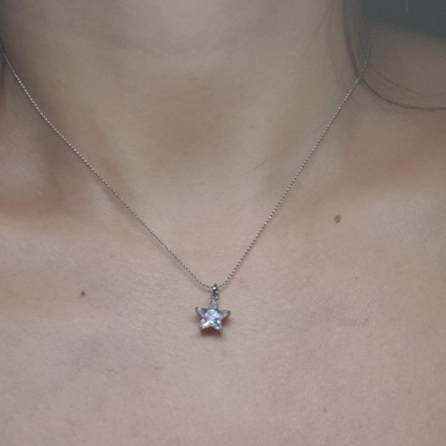 Collana in Acciaio Inox con Pendente Stella e Zircone
