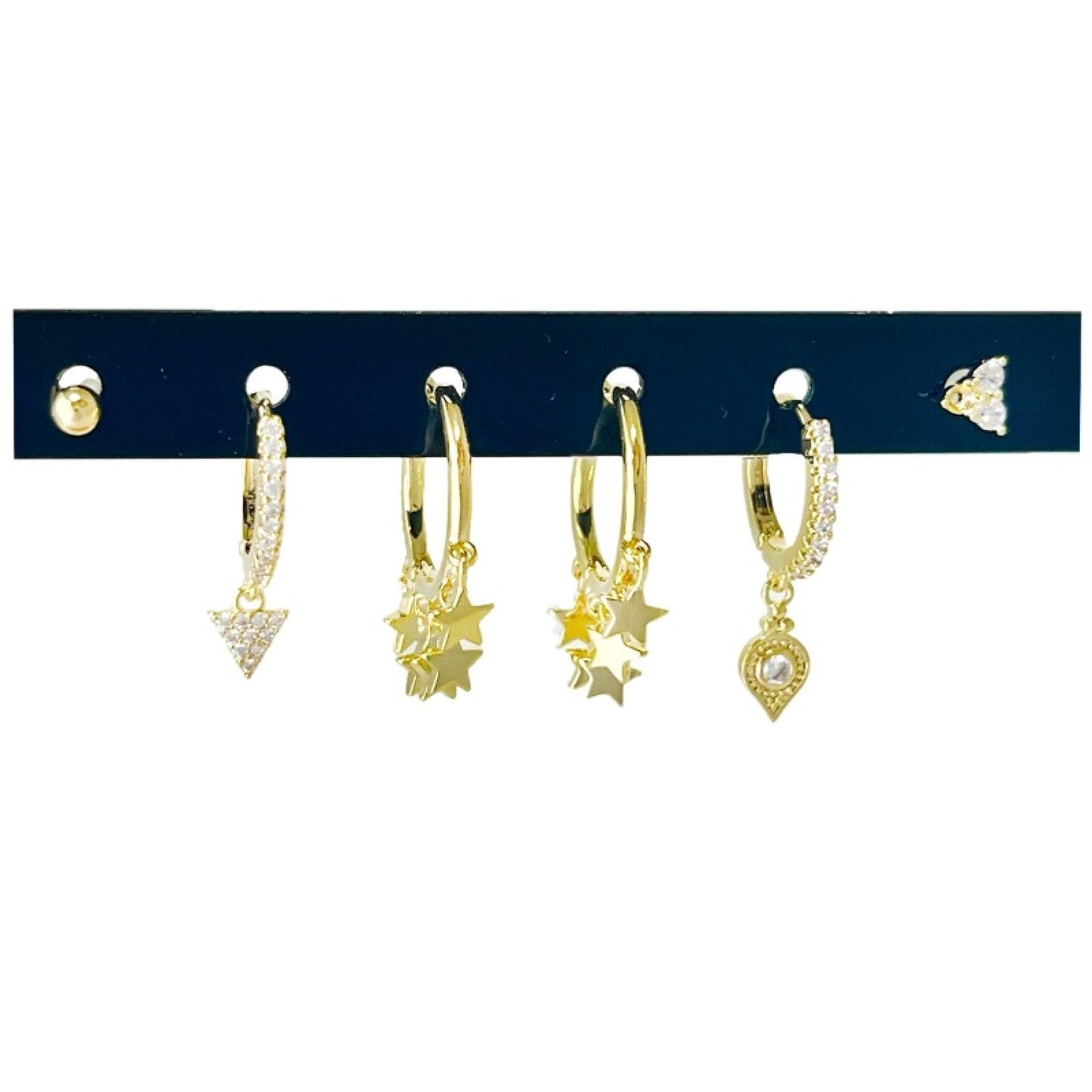Set 6 Orecchini Stelle e Strass – Mix Cerchio e Perno
