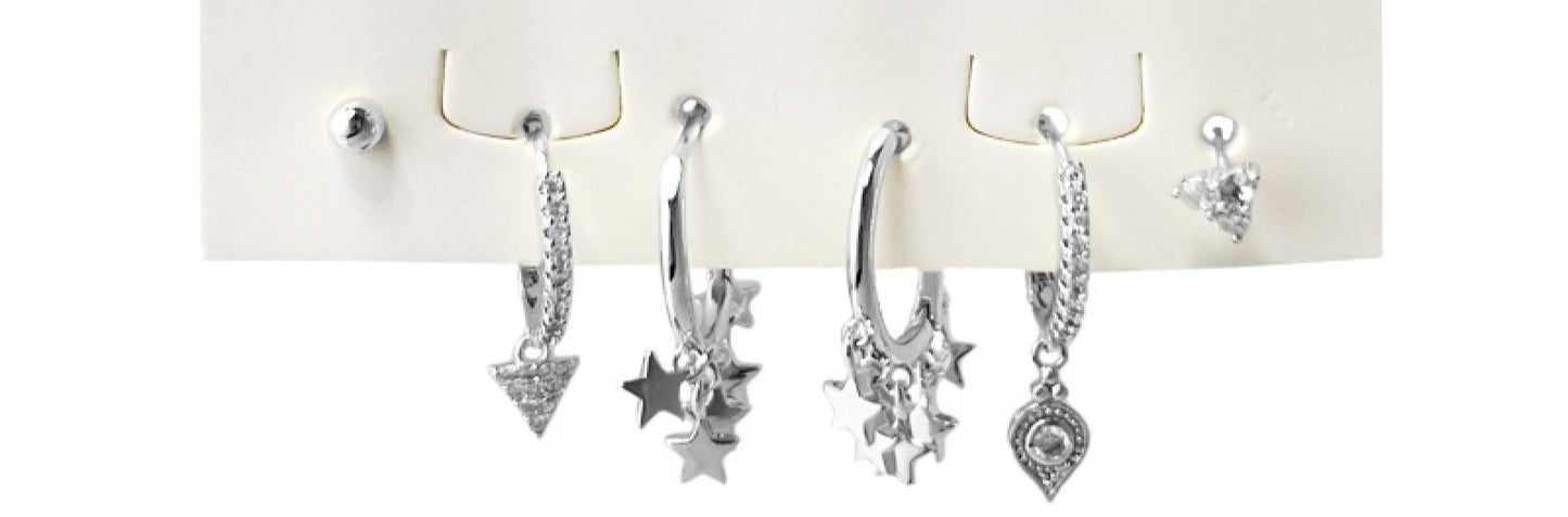 Set 6 Orecchini Stelle e Strass – Mix Cerchio e Perno