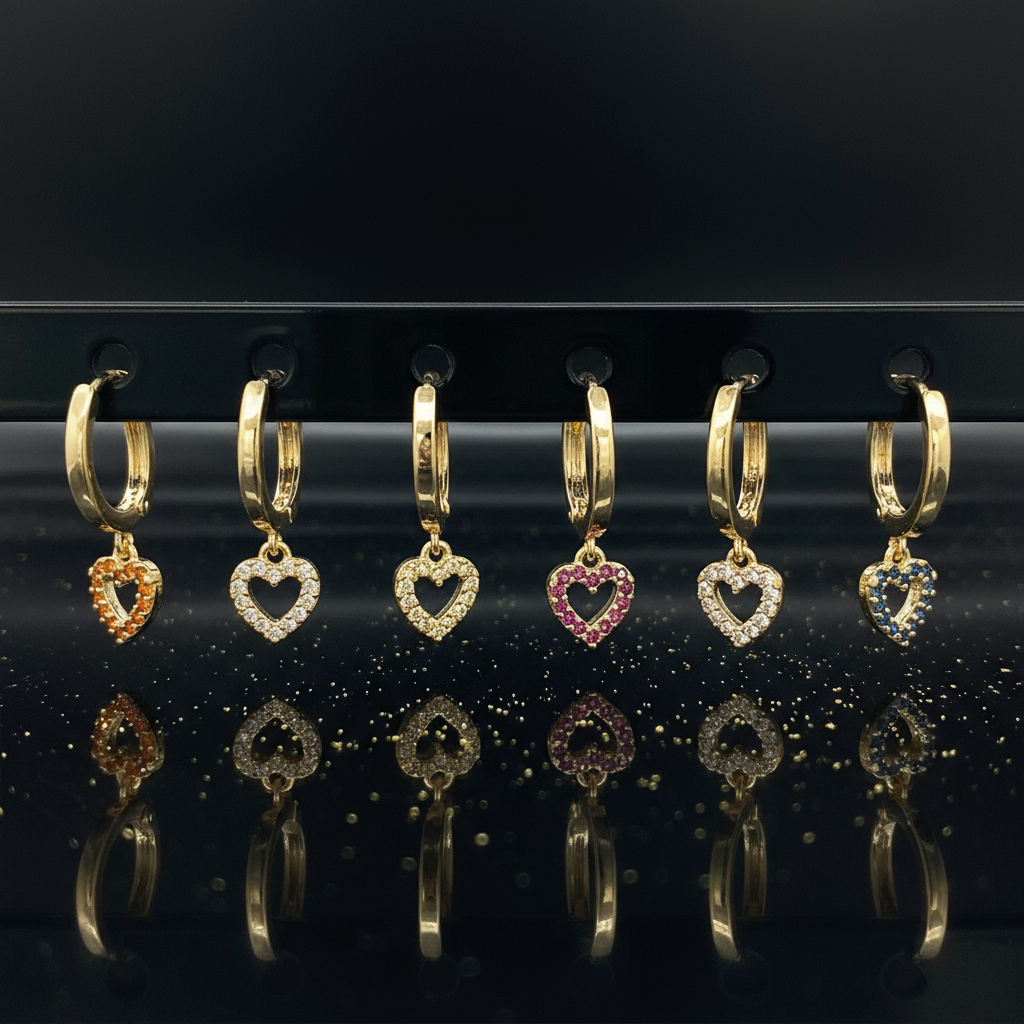 Set 6 Orecchini Cuoricini – Mix Cerchio e Perno