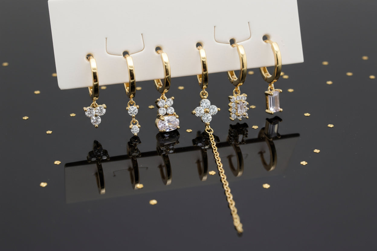 Set 6 Orecchini Fantasilandia – Mix Diverso con Zirconi