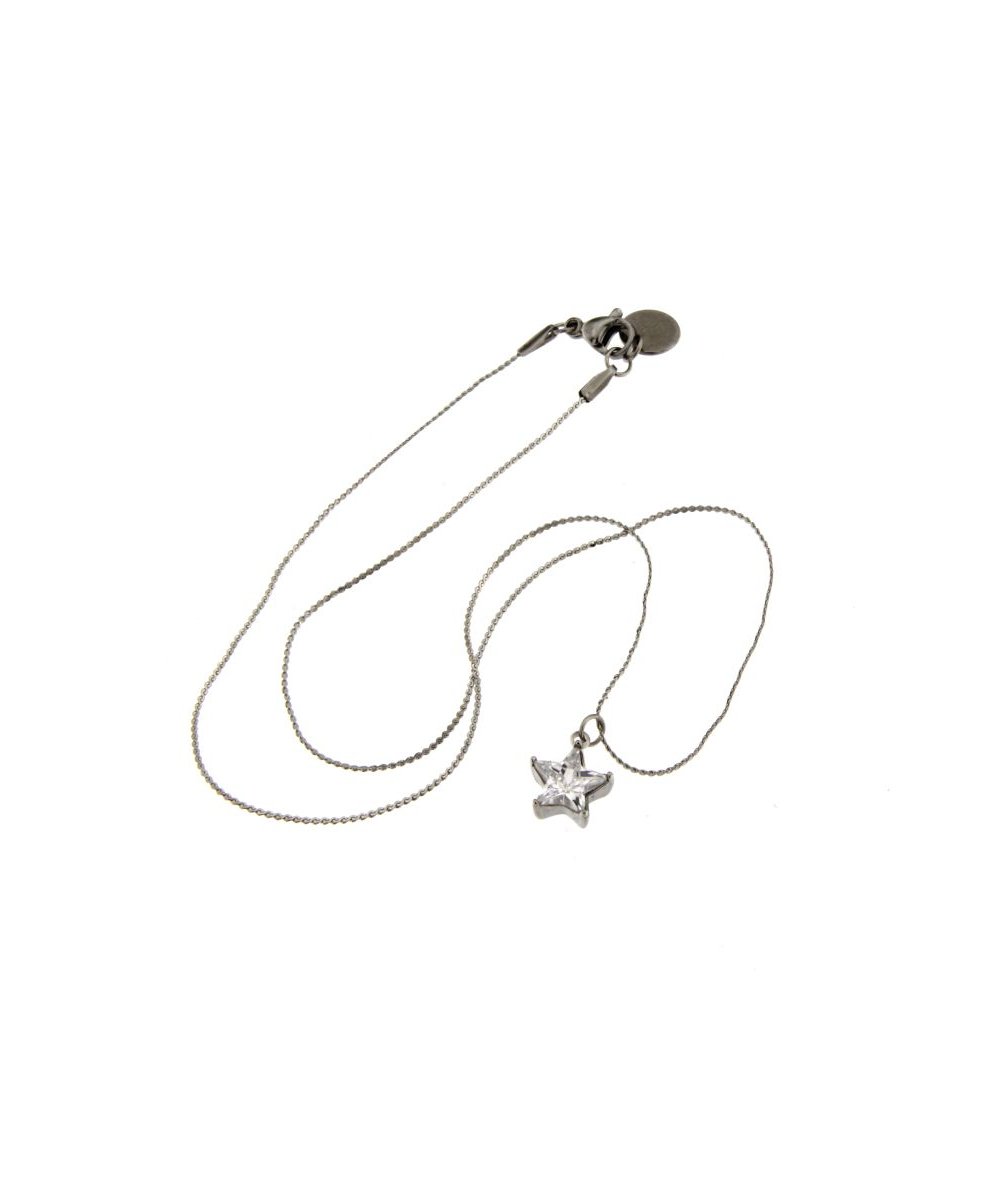 Collana in Acciaio Inox con Pendente Stella e Zircone