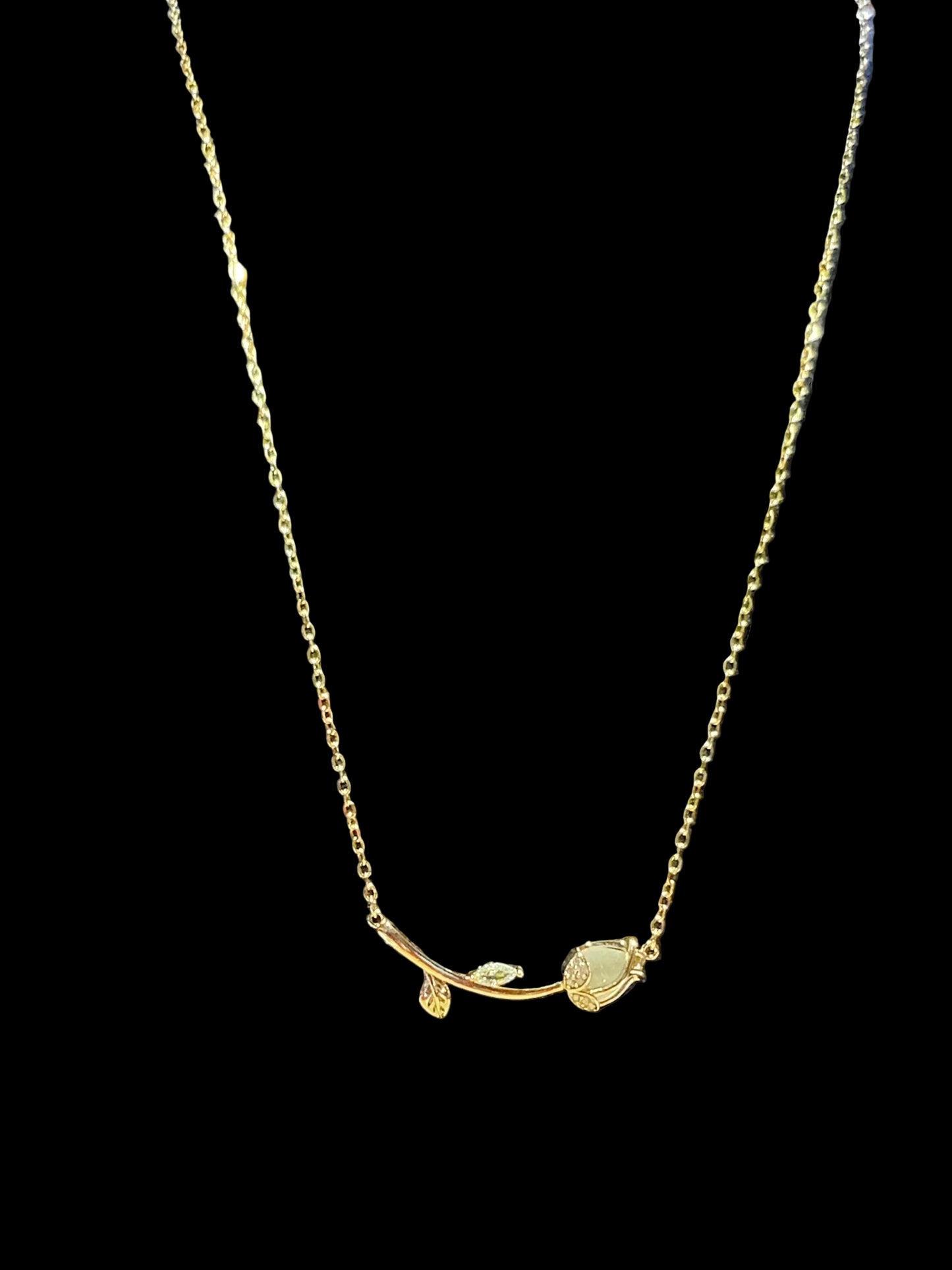 Collana Filo di Petalo 🖤 Bijoux Floreale con Strass in Acciaio e Ottone