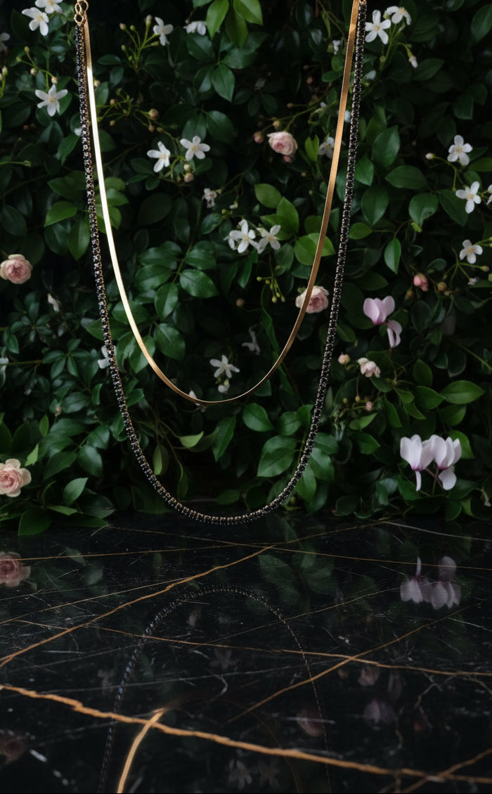Collana Doppio Filo Tennis Snake 🖤 Acciaio Inossidabile