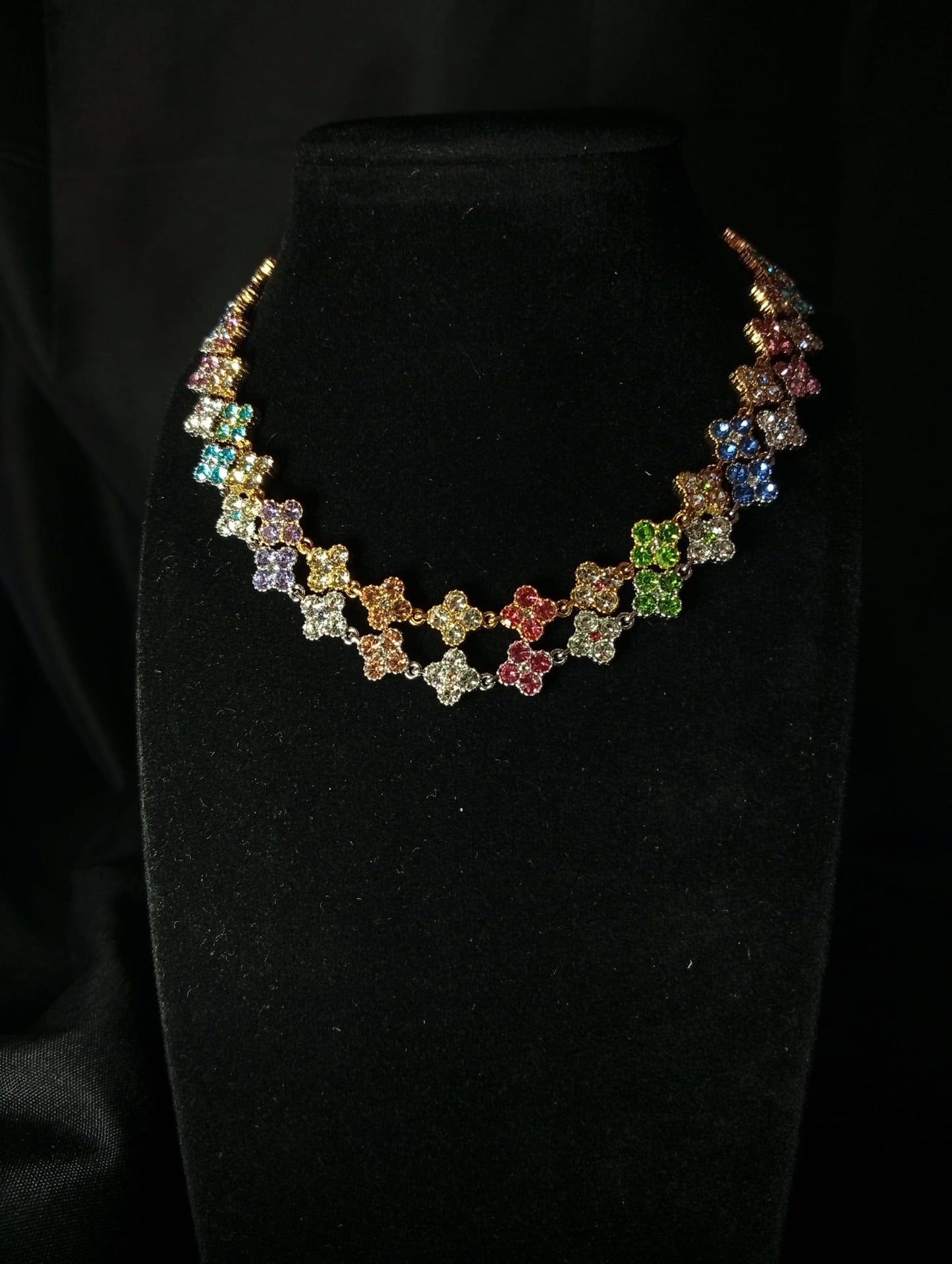 Collana Lumos ♥ Bijoux con Cristalli Multicolor a Quadrifoglio