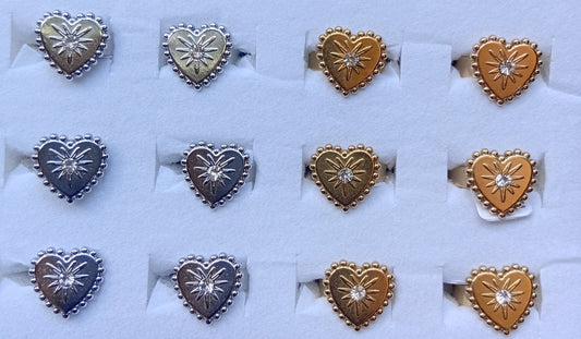 Anello Cuore Vintage 🖤 Inciso Regolabile in Acciaio Inossidabile