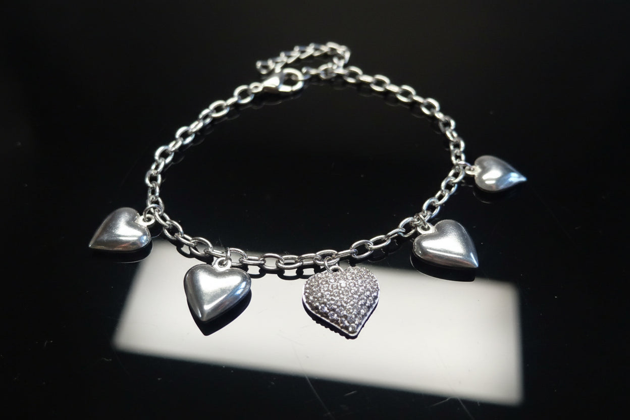 Bracciale sonaglio cuori misti