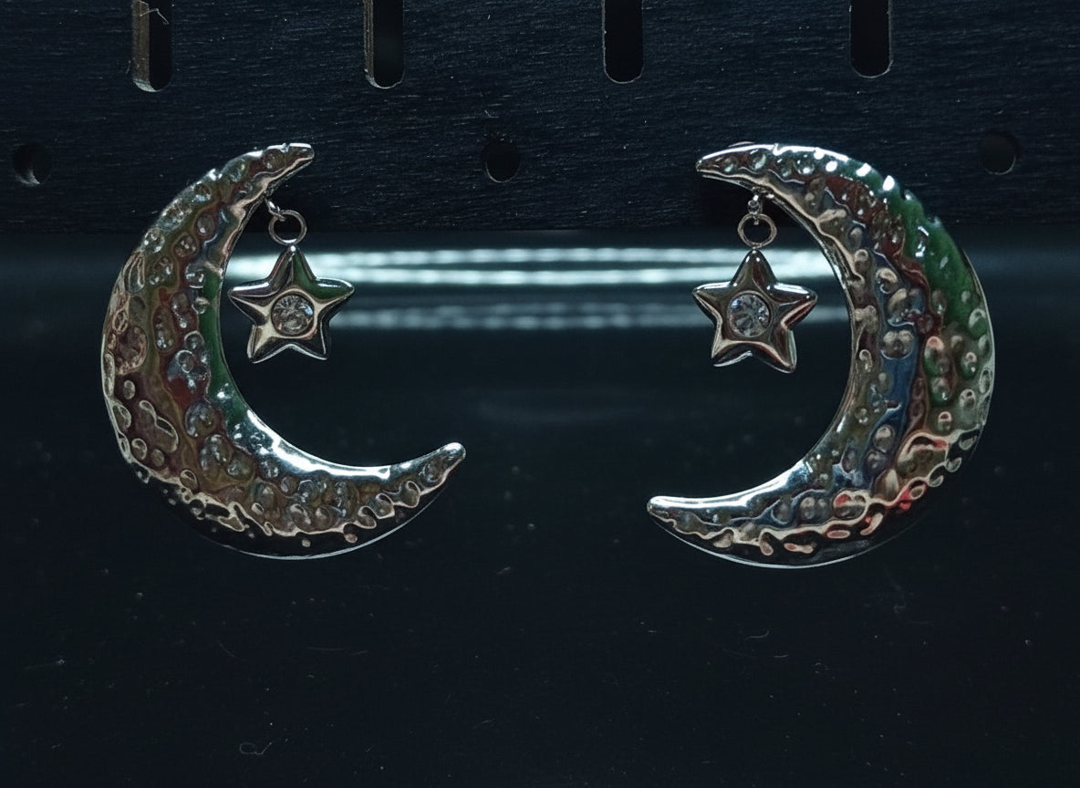 Orecchini Riflessi Lunari 🖤 Pendenti con Strass Acciaio 316L