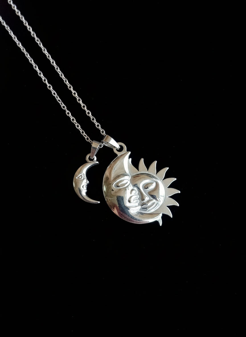 Collana Sole Luna 🖤 Acciaio 316L Simbolo di Equilibrio