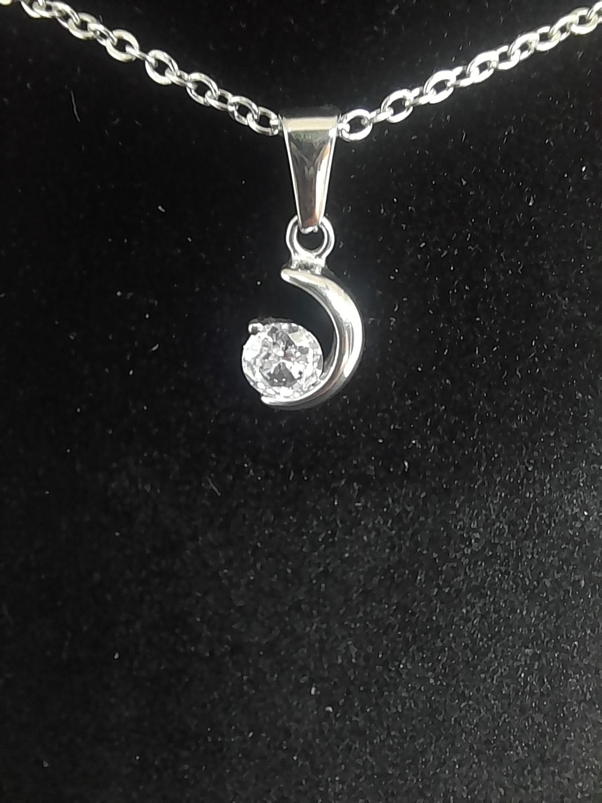 Collana Luna con Zircone – Acciaio Inox Anallergico
