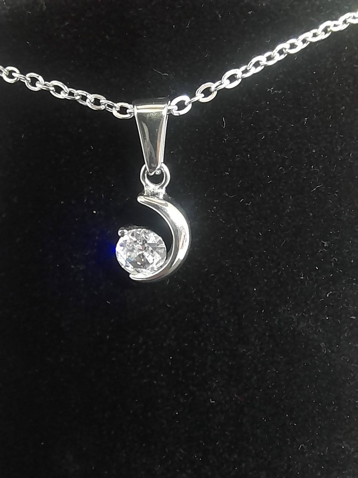 Collana Luna con Zircone – Acciaio Inox Anallergico