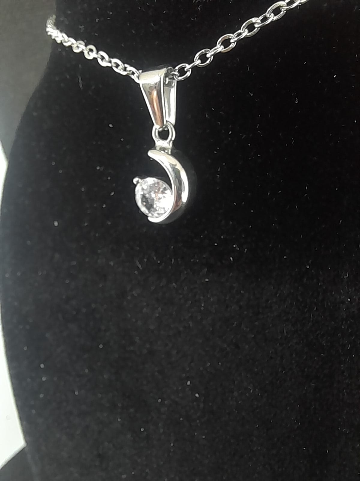 Collana Luna con Zircone – Acciaio Inox Anallergico