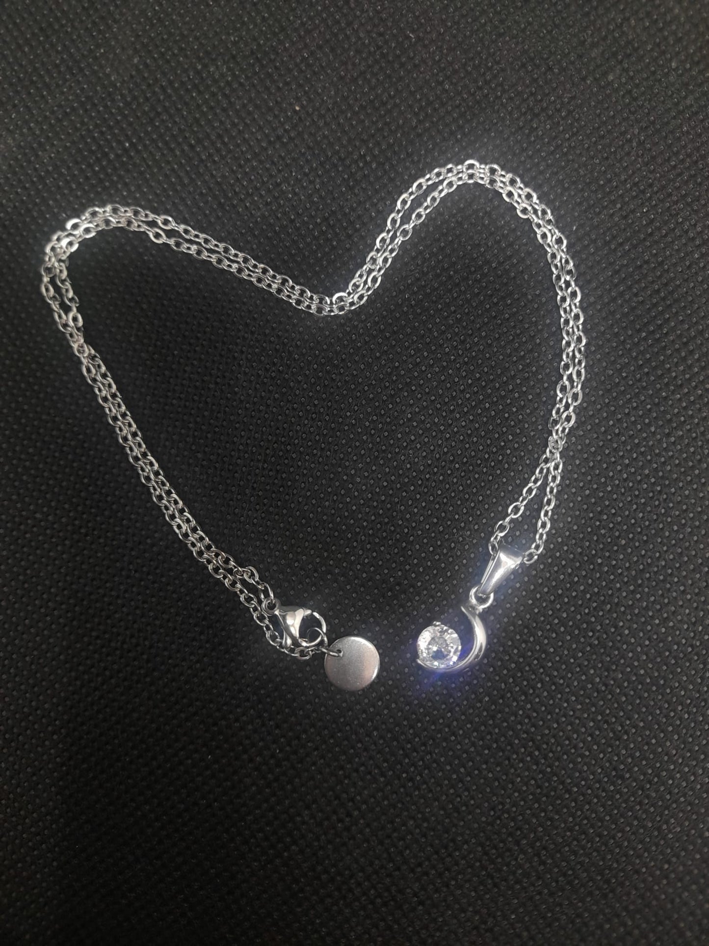 Collana Luna con Zircone – Acciaio Inox Anallergico