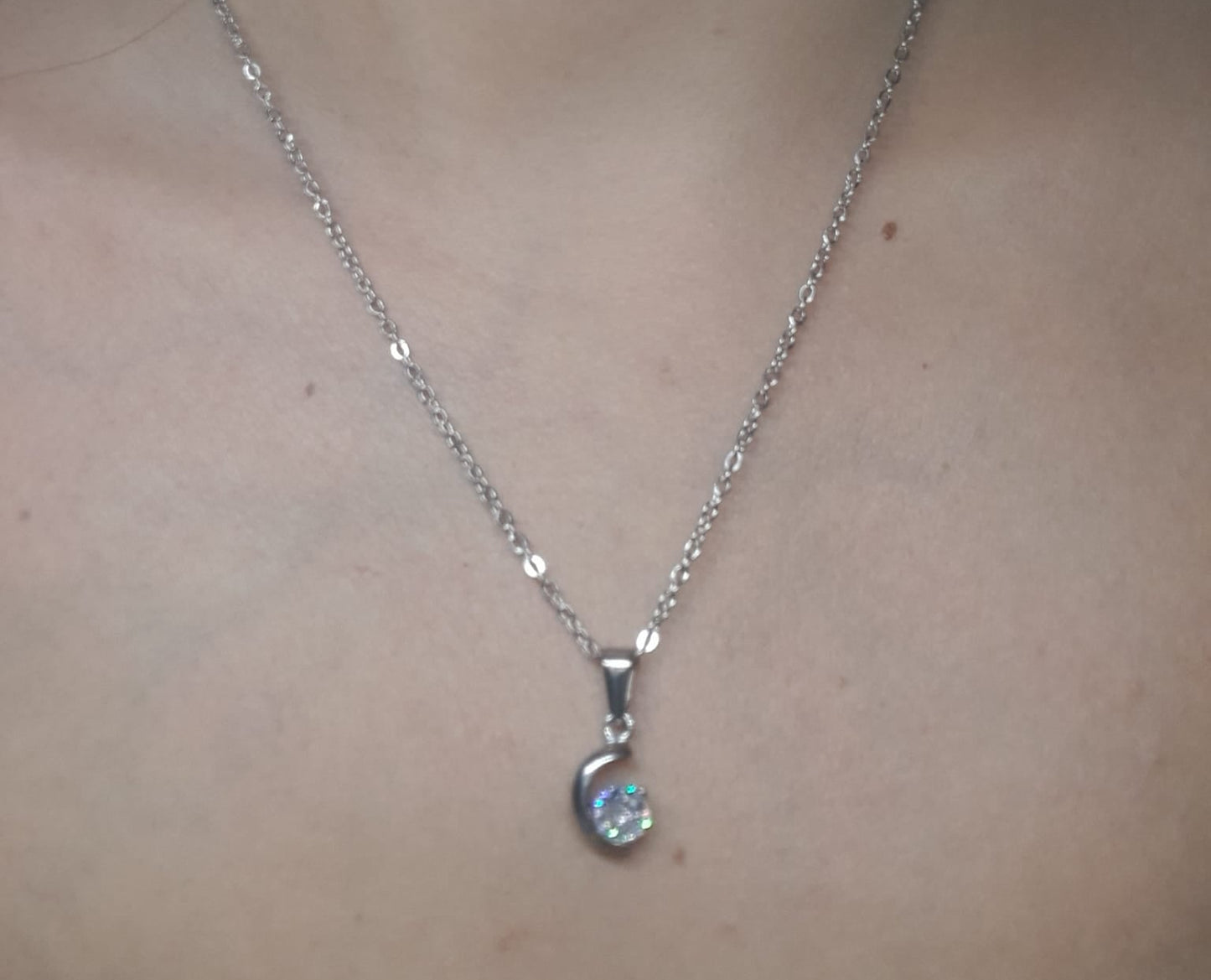 Collana Luna con Zircone – Acciaio Inox Anallergico