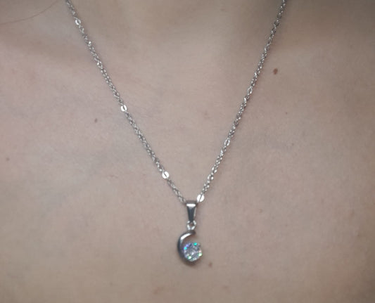 Collana Luna con Zircone – Acciaio Inox Anallergico