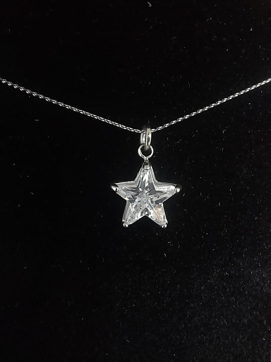 Collana in Acciaio Inox con Pendente Stella e Zircone