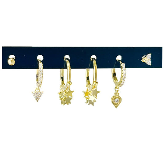 Set 6 Orecchini Stelle e Strass – Mix Cerchio e Perno