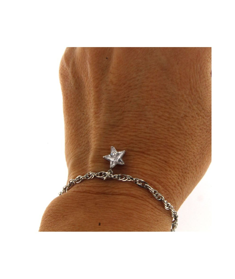 Bracciale Catena Stella Zircone - Acciaio Inox