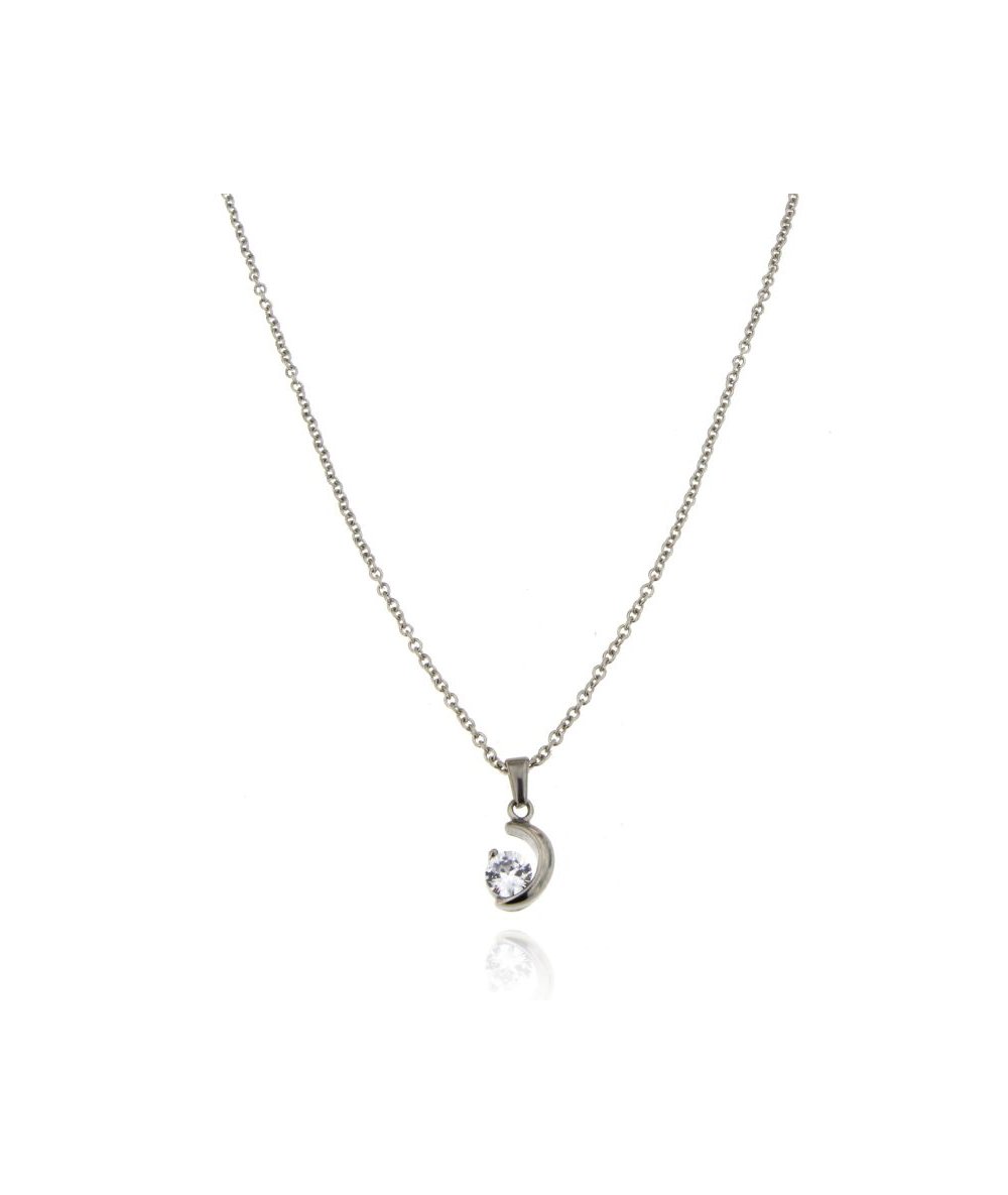 Collana Luna con Zircone – Acciaio Inox Anallergico