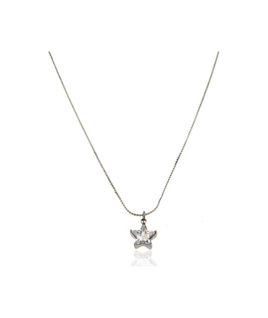 Collana in Acciaio Inox con Pendente Stella e Zircone