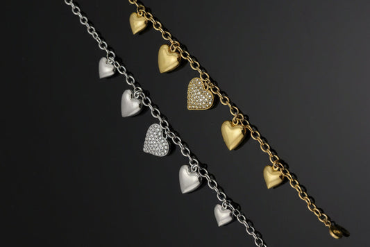 Bracciale sonaglio cuori misti