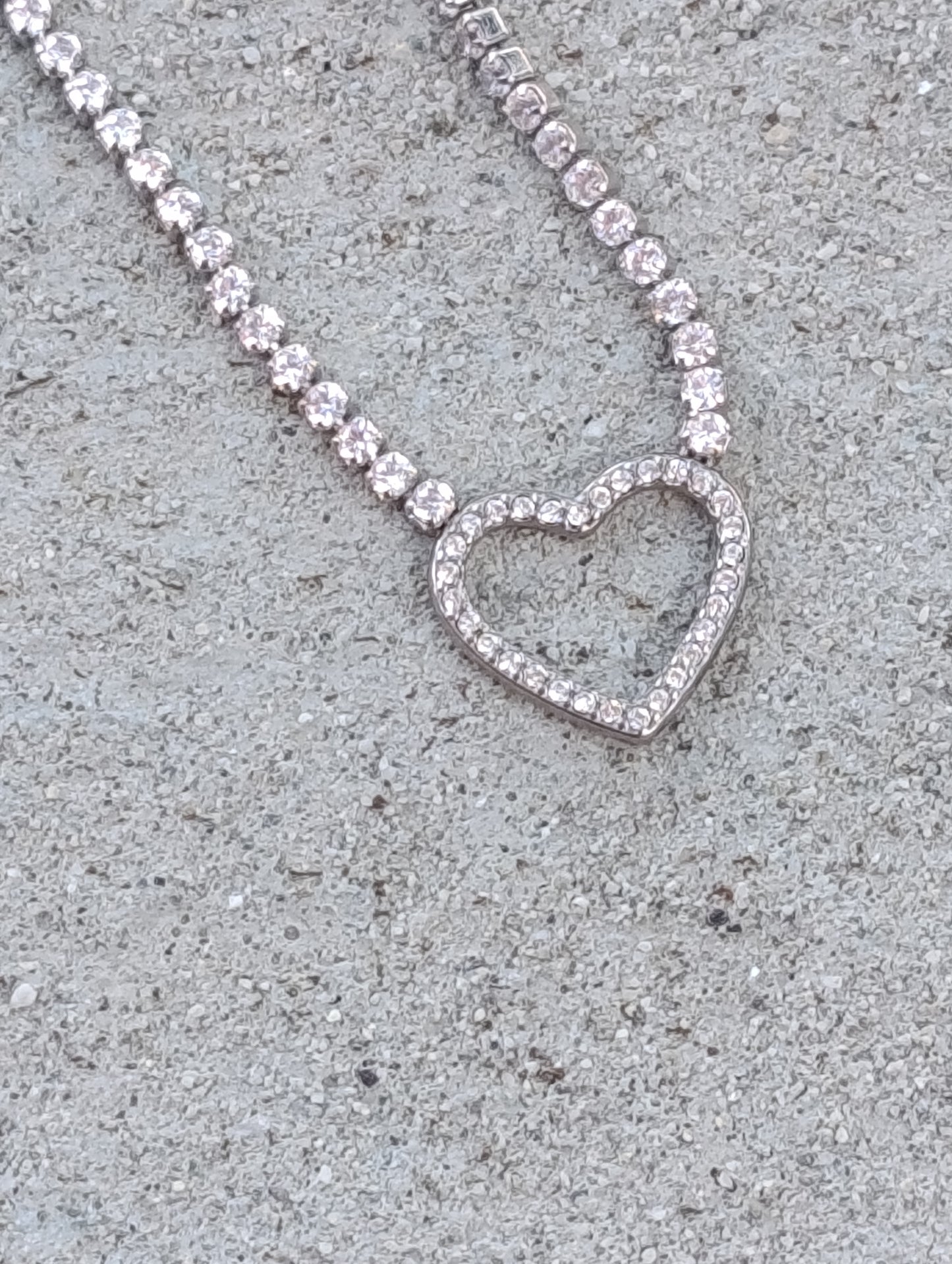 Collana Tennis Cuore di Vetro 🖤 Bijoux in Acciaio Inossidabile a Forma di Cuore