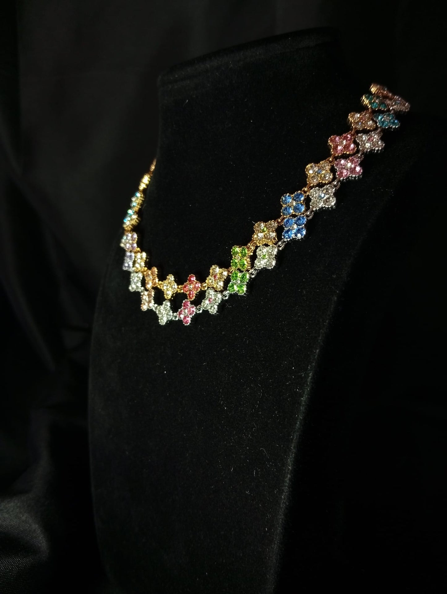 Collana Lumos ♥ Bijoux con Cristalli Multicolor a Quadrifoglio