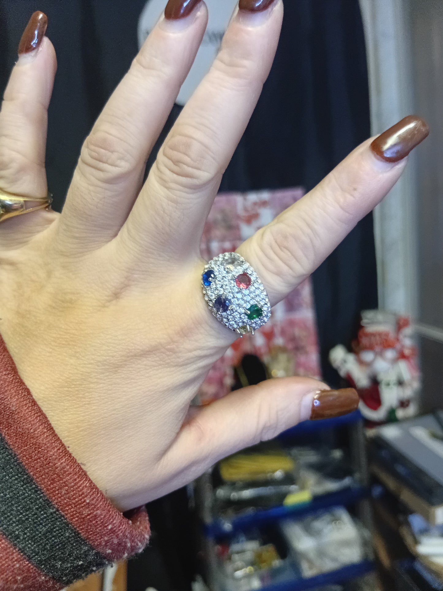 Anello Stroboscopico 🖤 Multicolore con Strass in Acciaio Inossidabile