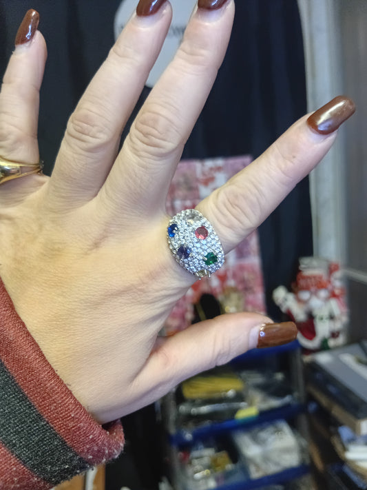 Anello Stroboscopico 🖤 Multicolore con Strass in Acciaio Inossidabile