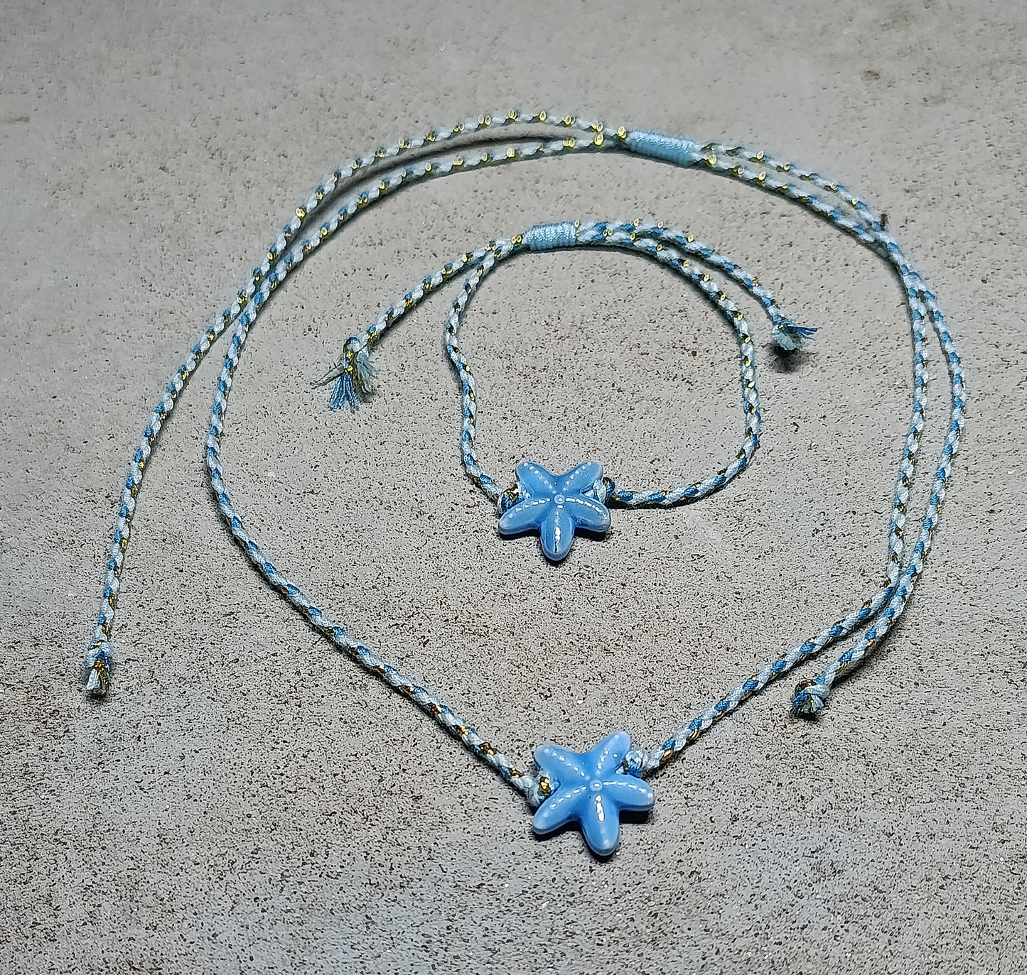 Set Collana + Bracciale Stella Marina 🖤 Cordino Intrecciato Colorato