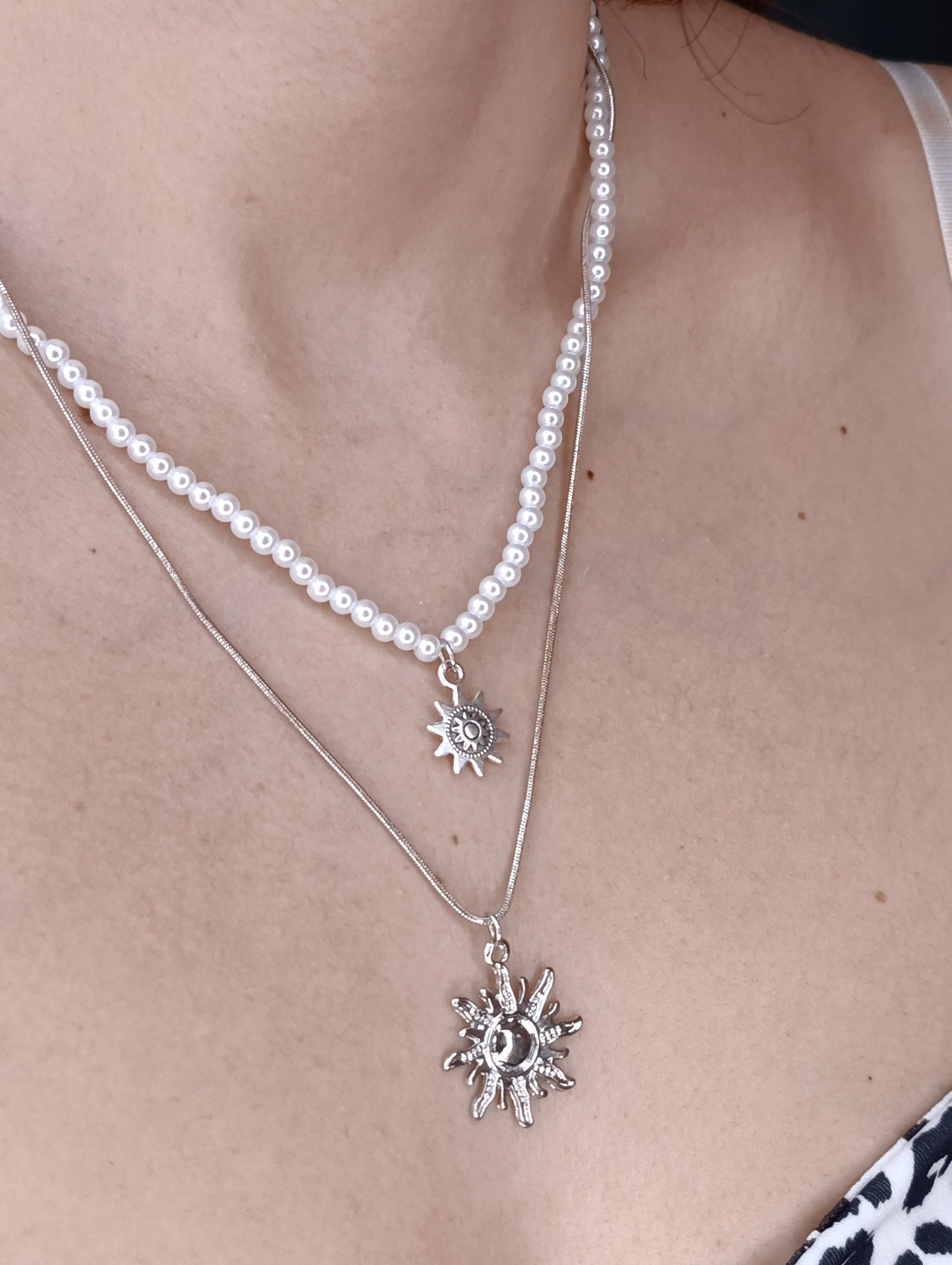 Collana Soleil 🖤 Doppia Collana Perle e Sole