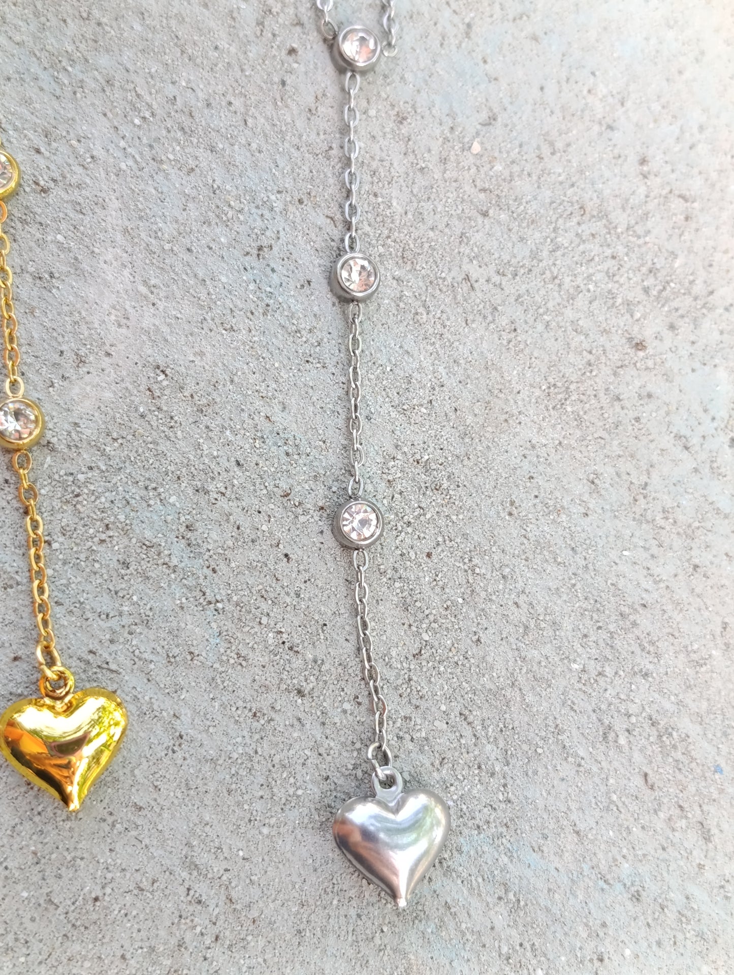 Collana Cristallo di Luna 🖤 Collana Y con Zirconi e Cuore in Acciaio Inossidabile
