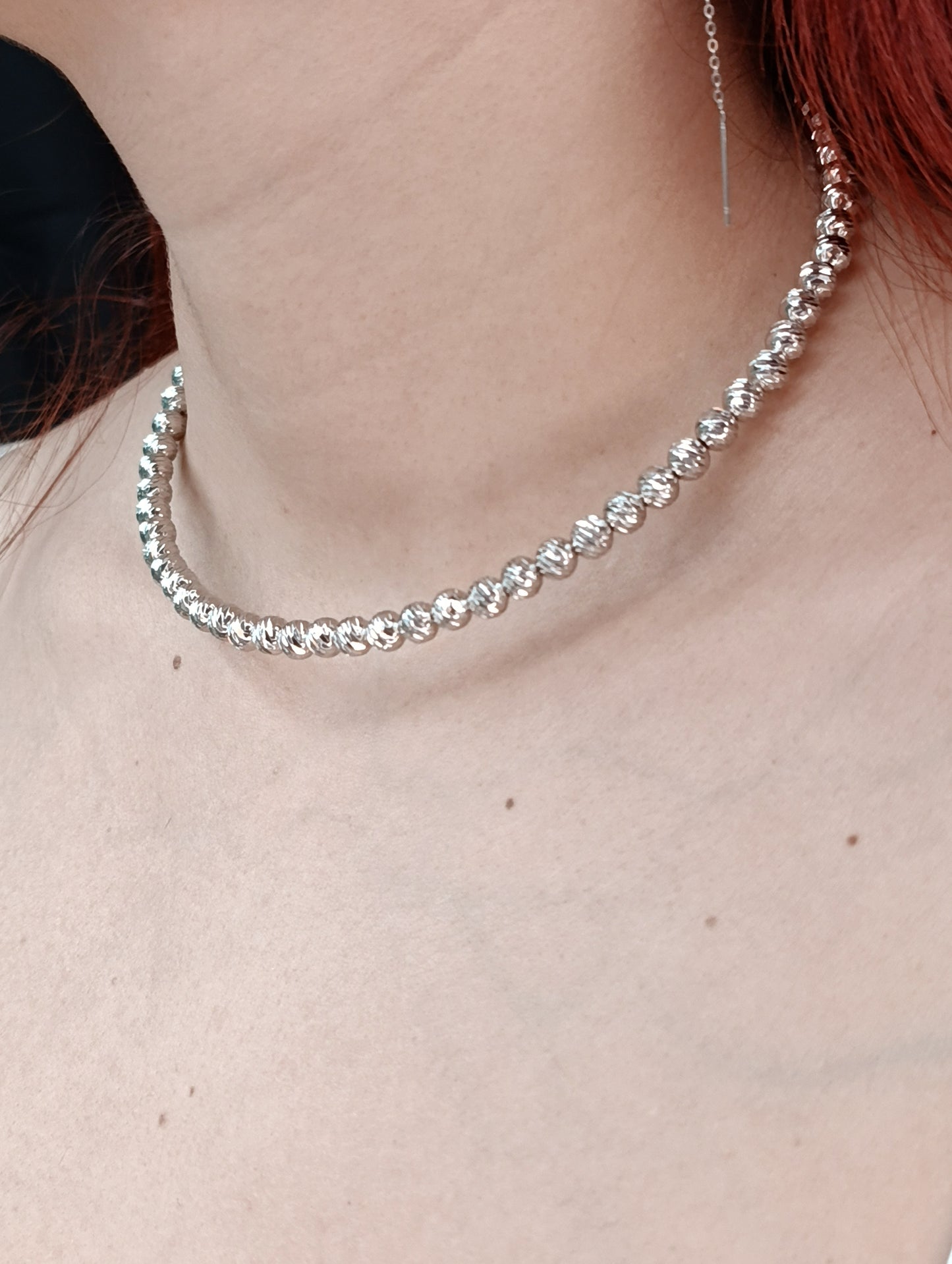 Collana Rigida Luminous 🖤 Girocollo con Palline Sfaccettate in Acciaio 316L