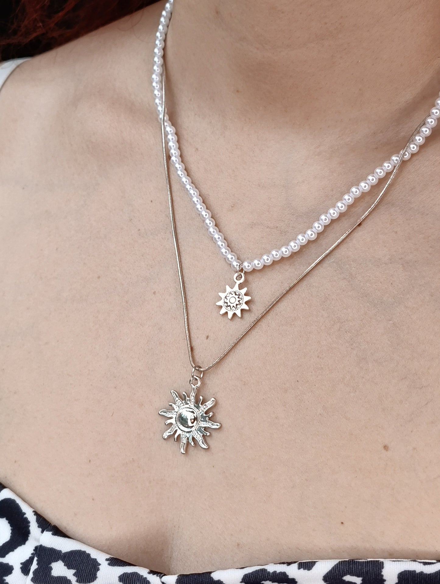 Collana Soleil 🖤 Doppia Collana Perle e Sole
