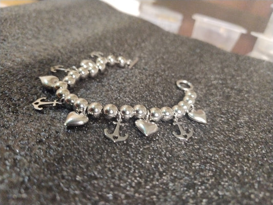 Bracciale “Cuore d’Ancora” – Argento inox 304 & dettagli marini