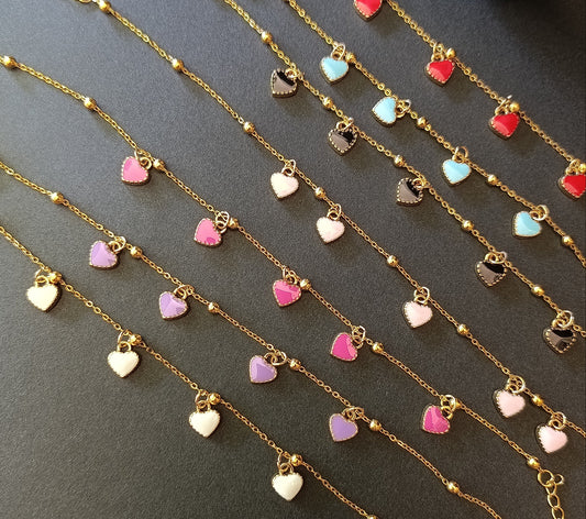 Omaggio 🖤 Cavigliera cuoricini colorati