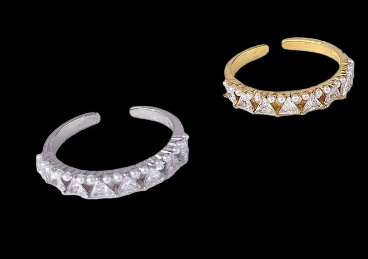 Anello Veretta Frammento di Stella Micro Perle e Zirconi
