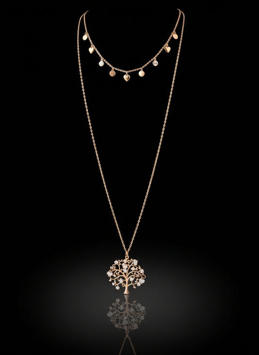 Collana Albero d'Amore 🖤 Doppio Filo Ottone & Strass