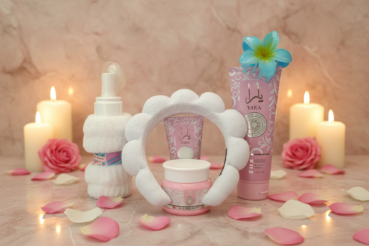 Set Skincare Viso per la Detersione Quotidiana con Cerchietto e Polsini