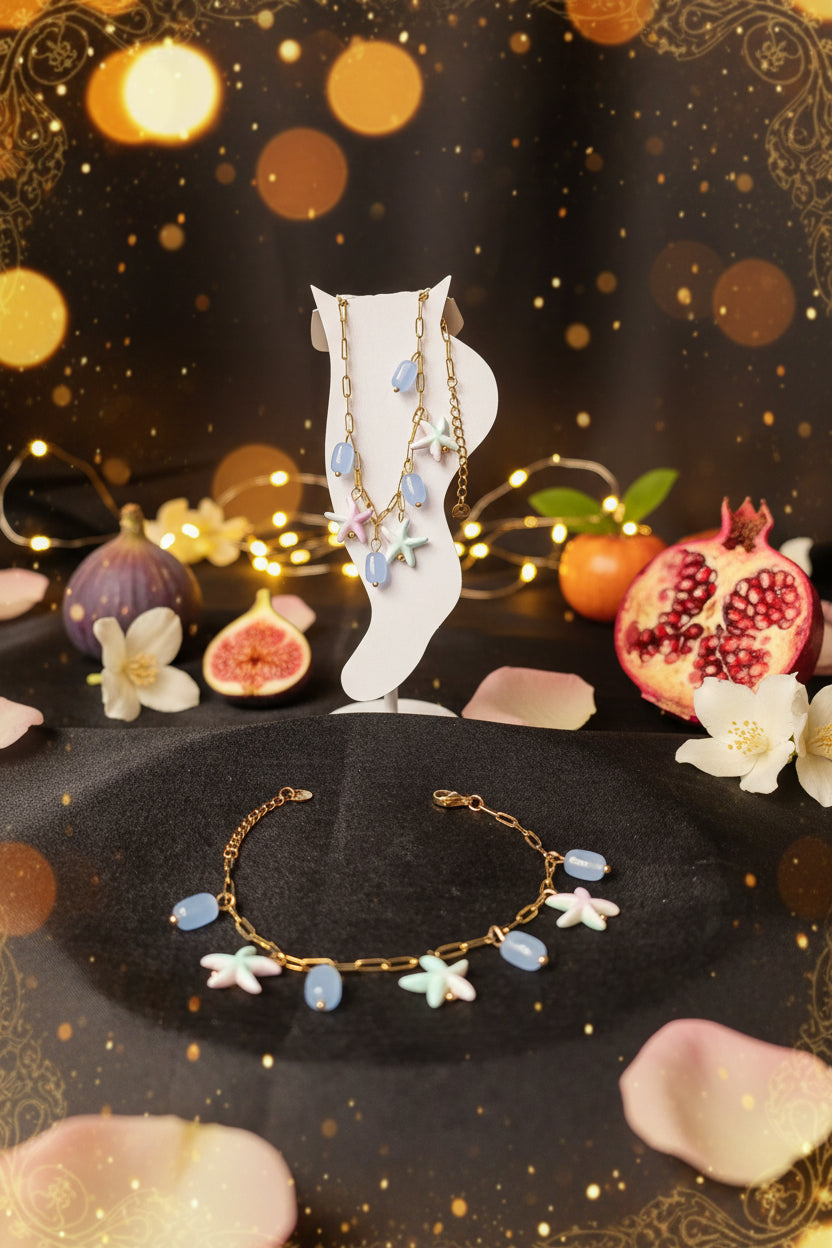 Stelle marine 🖤 Set Cavigliera e Bracciale in Acciaio Inossidabile