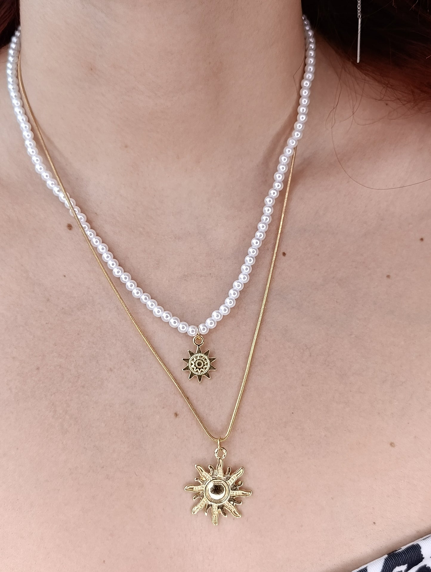 Collana Soleil 🖤 Doppia Collana Perle e Sole