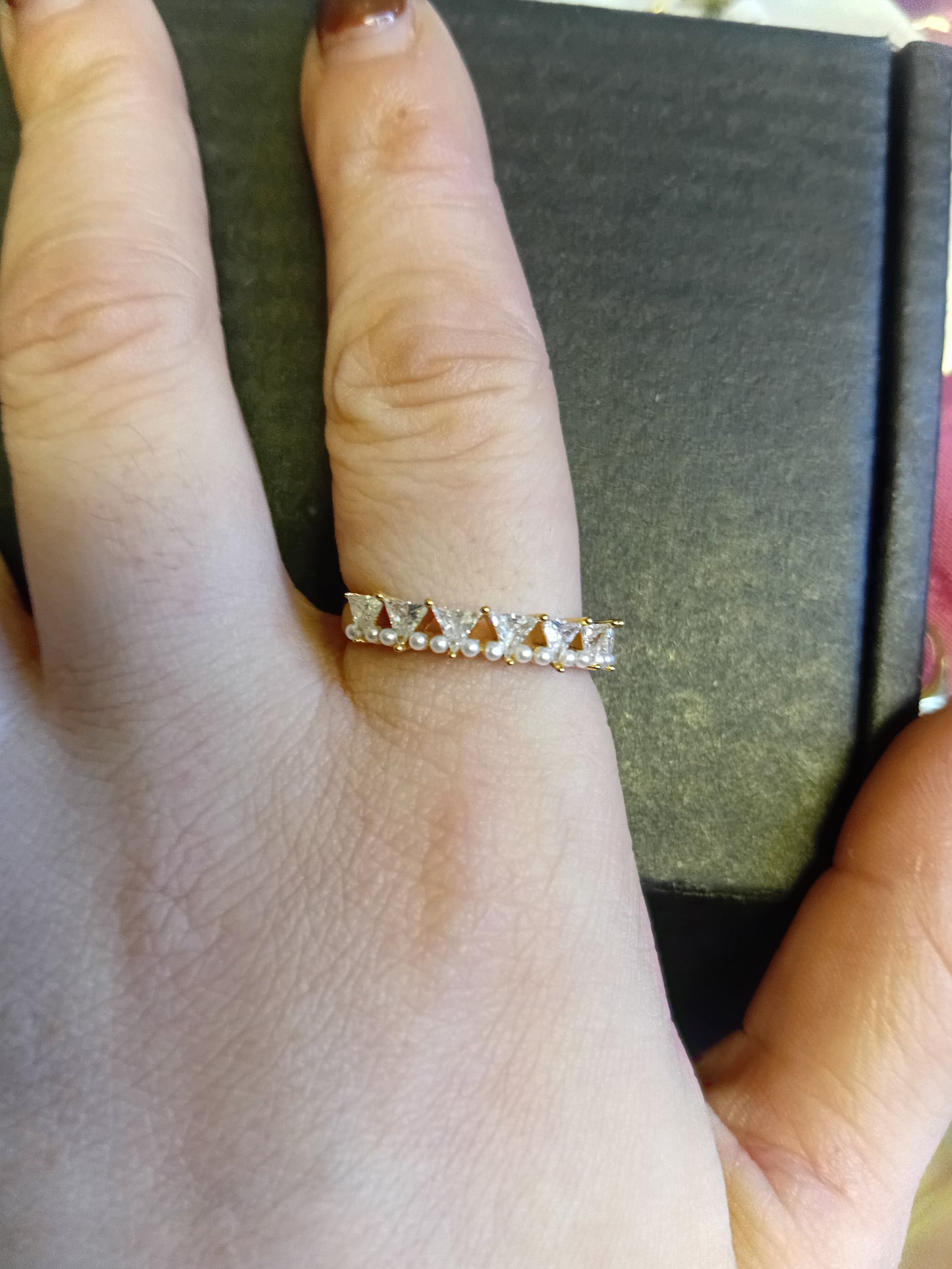 Anello Veretta Frammento di Stella Micro Perle e Zirconi