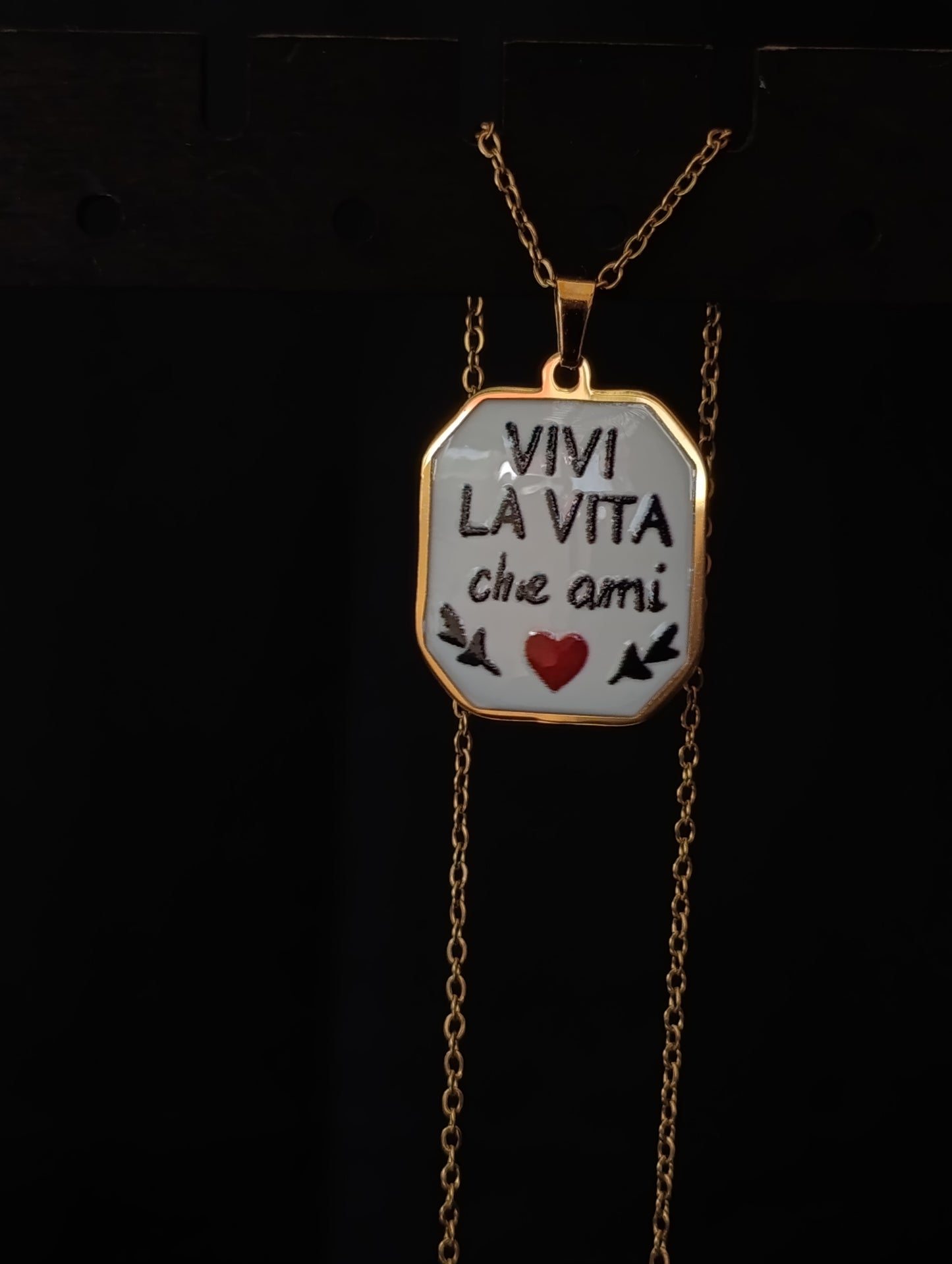 Omaggi 🖤 ciondolo ottagonale con frase