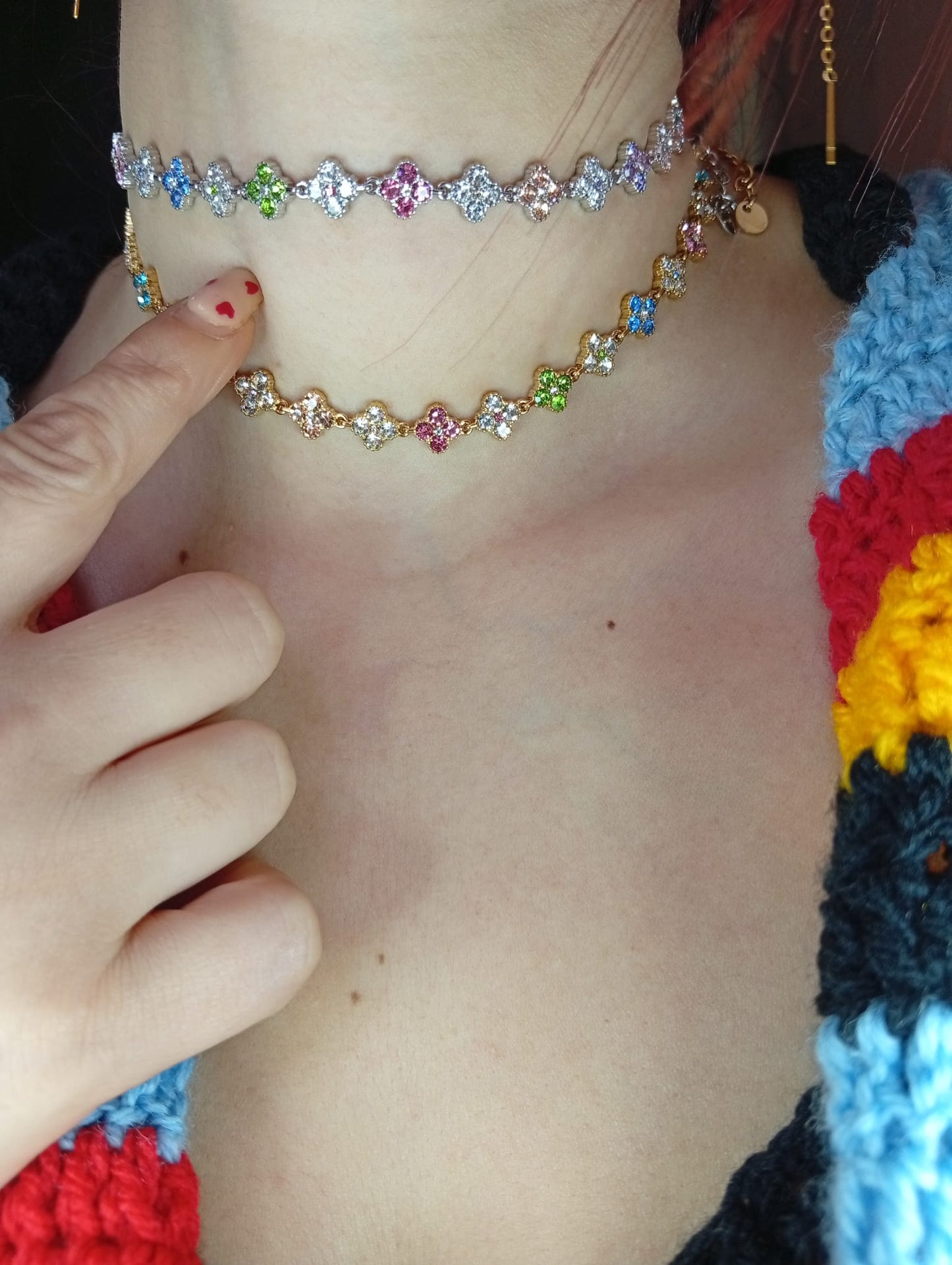 Collana Lumos ♥ Bijoux con Cristalli Multicolor a Quadrifoglio