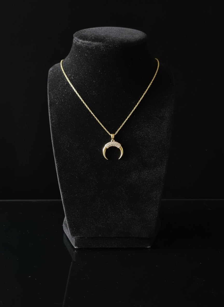 Collana Miss Luna Storta 🖤 Bijoux con Luna e Strass in Ottone