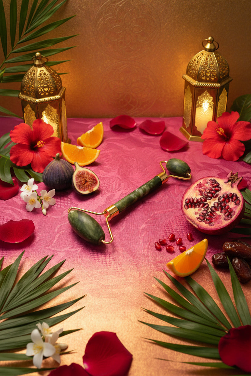 Rullo di Giada 🖤 Massaggio Viso Rituale Fiori, Frutti e Magia Araba