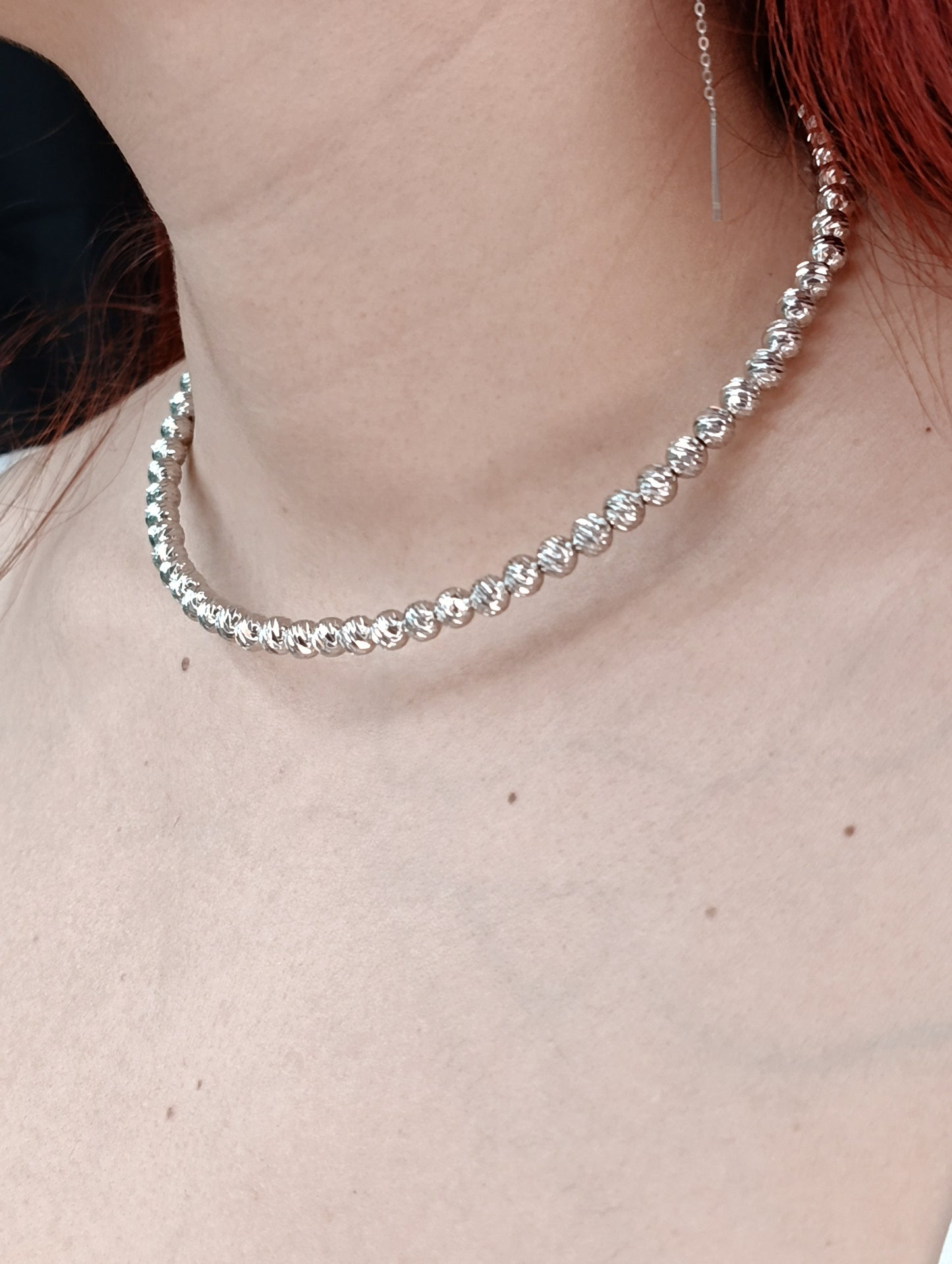 Collana Rigida Luminous 🖤 Girocollo con Palline Sfaccettate in Acciaio 316L
