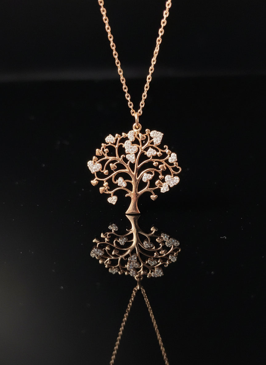 Collana Albero d'Amore 🖤 Doppio Filo Ottone & Strass