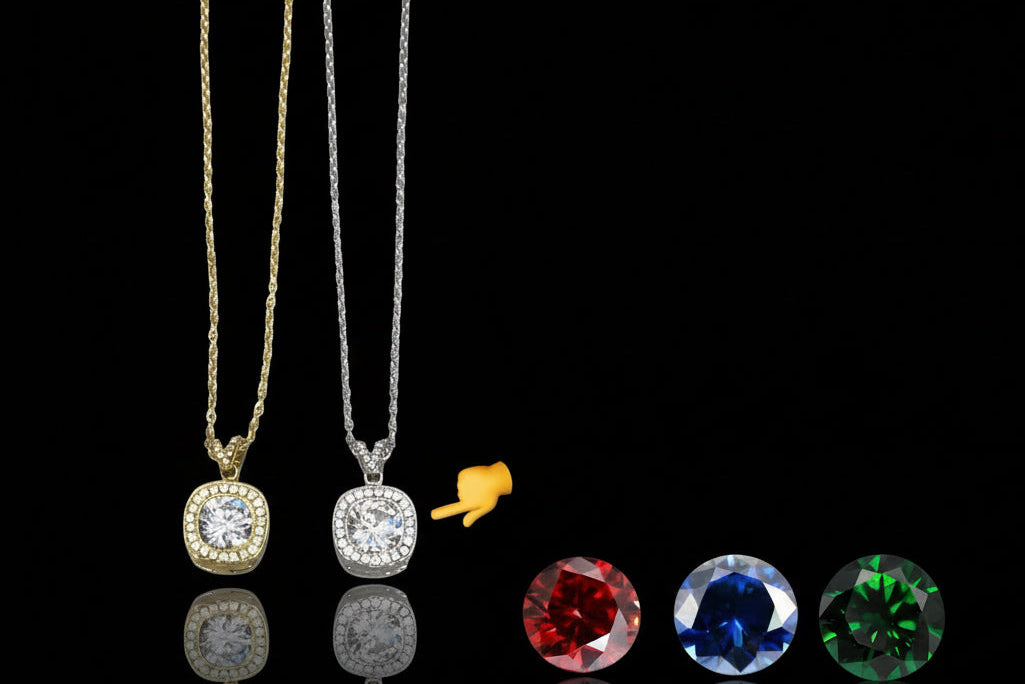 Collana Quadrato Intercambiabile ♥ in Acciaio Inossidabile con 4 Pietre Incluse  Bijoux Personalizzabile Oro e Argento 🖤