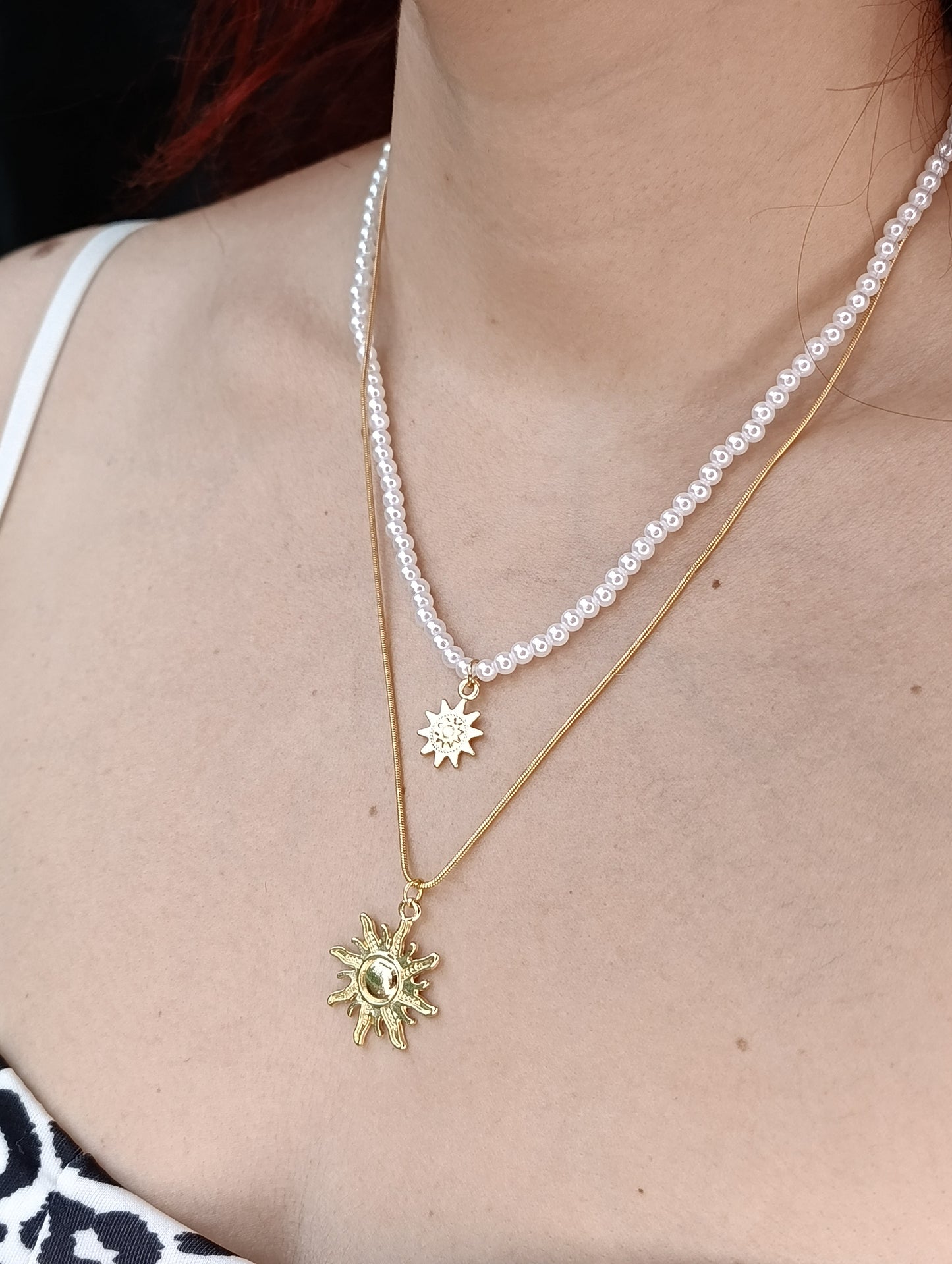 Collana Soleil 🖤 Doppia Collana Perle e Sole